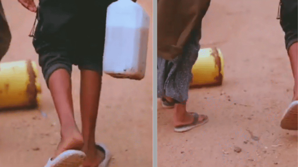 Photo 5: Water collection on a dusty route.
Photo 6: Children near a dry footpath.
