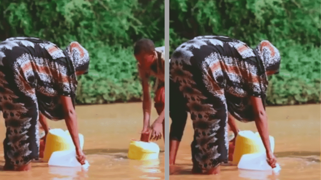 Photo 15: Water containers at a shallow source.
Photo 16: Children collecting water.