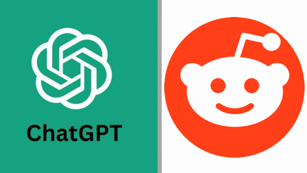 The official logos of OpenAI's ChatGPT and social discussion platform Reddit displayed side by side.