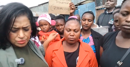 The mother of a 7-year-old child, Jedidah, who was found dead on July 12 in a 
secluded area of Mukuru after being reported missing on Sunday, July 11, 2026.