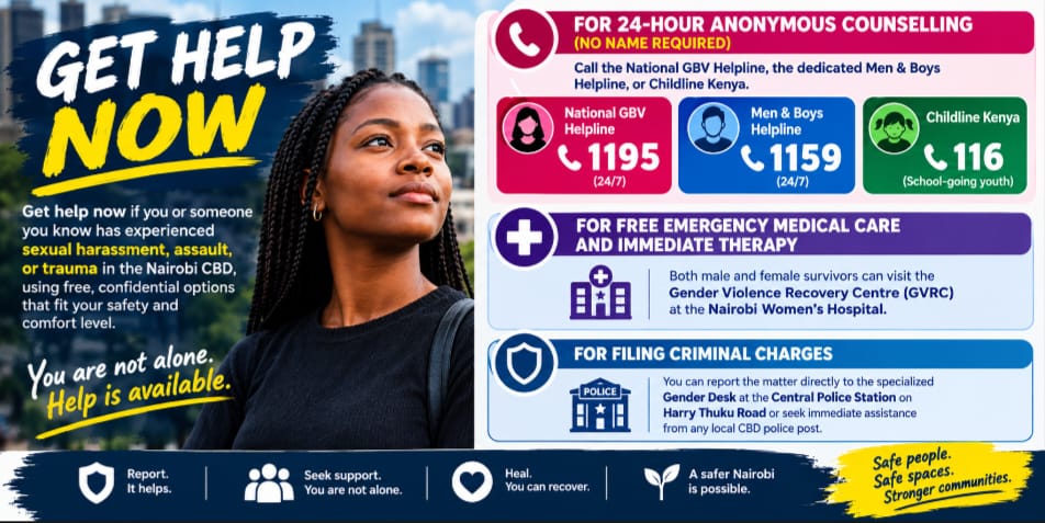 Gender base violence helplines: If you or someone you know has experienced sexual harassment or assault, free and confidential support