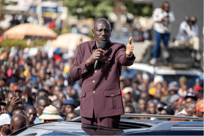 President William Ruto addressing a public gathering during an announcement of a KSh 10 million pledge to Matunda S.A. Secondary School.