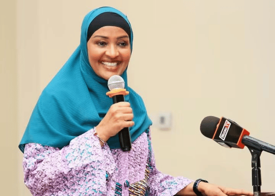National Gender and Equality Commission NGEC Chairperson Hon Rehema Jaldesa speaking during a campaign event against child marriage in Kenya